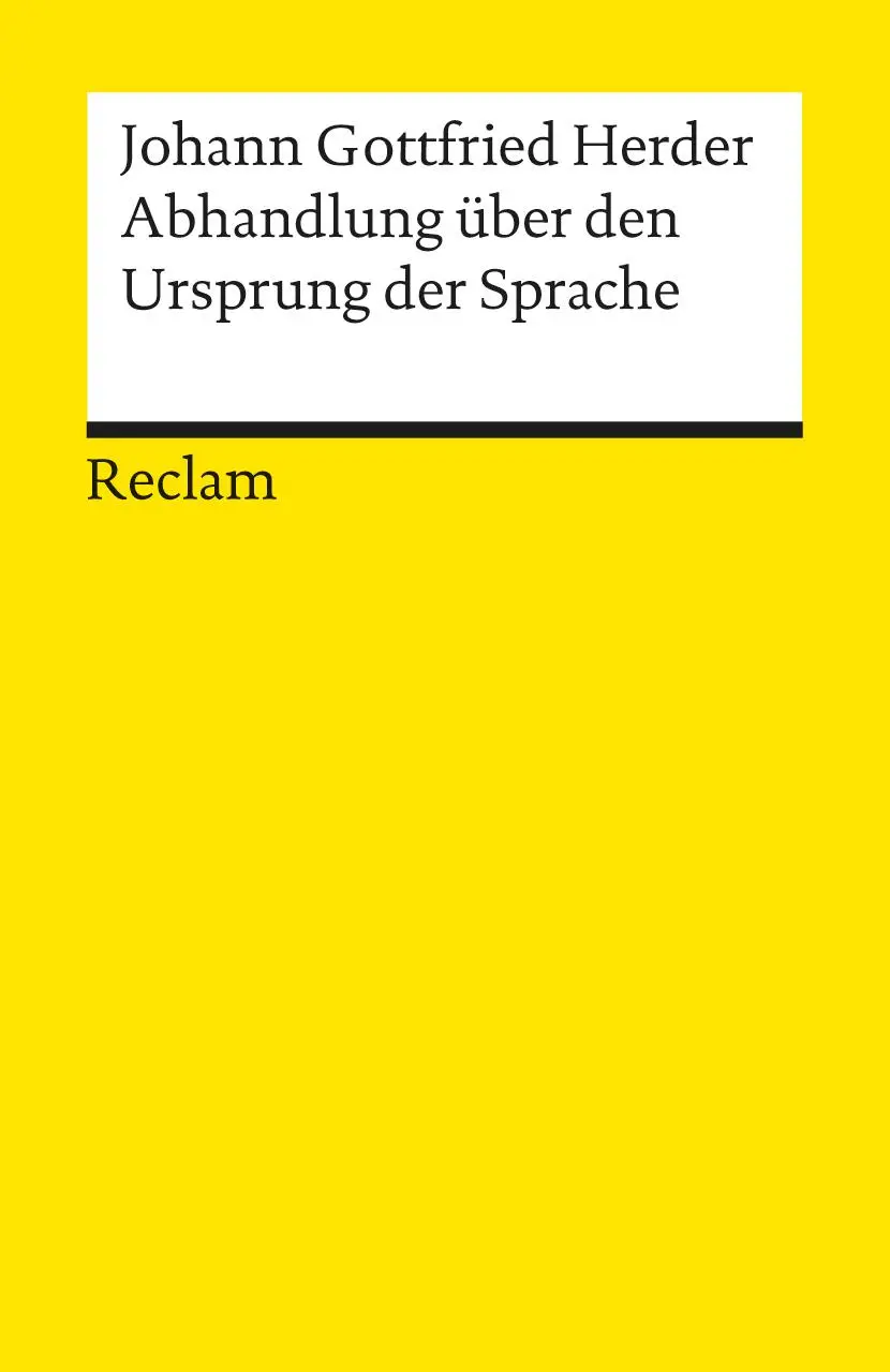 Cover: 9783150087299 | Abhandlung über den Ursprung der Sprache | Johann G Herder | Buch