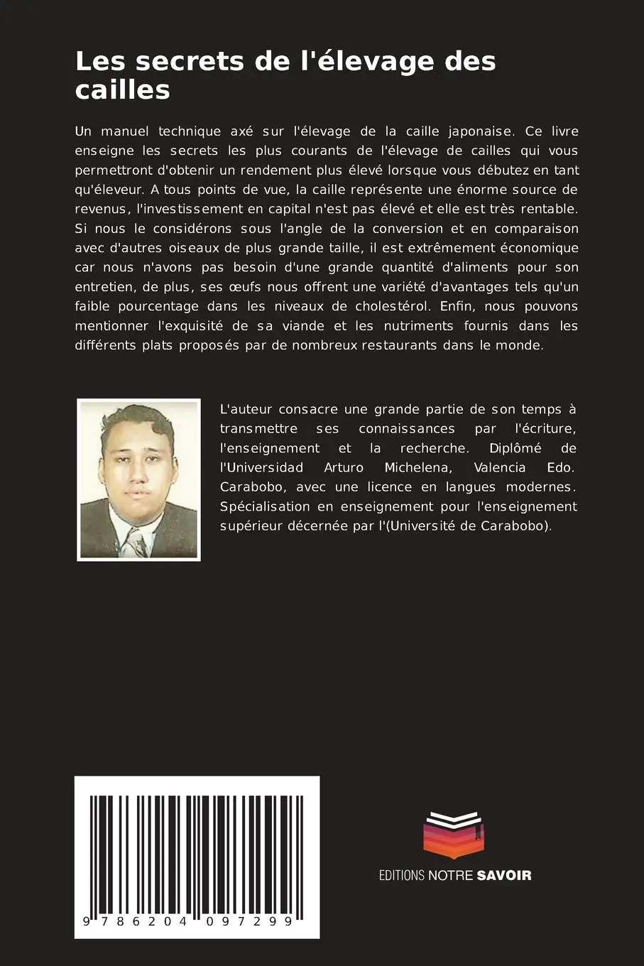 Rückseite: 9786204097299 | Les secrets de l'élevage des cailles | Secrets | Gerardo Sánchez