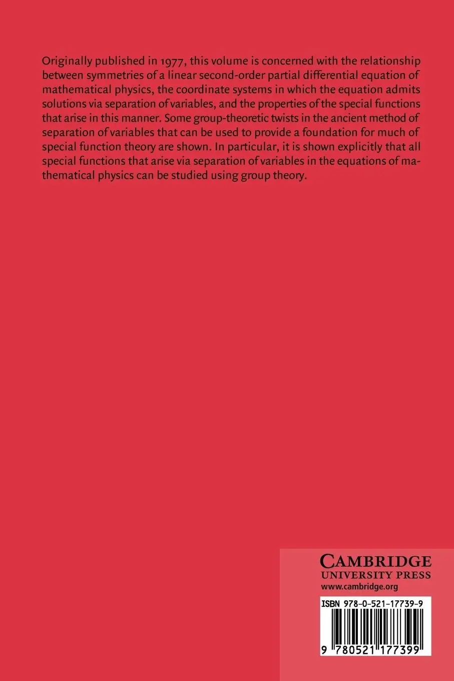 Rückseite: 9780521177399 | Symmetry and Separation of Variables | Willard Jr. Miller (u. a.)
