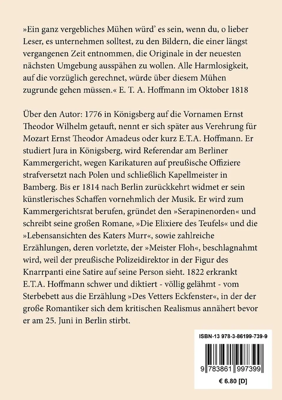 Rückseite: 9783861997399 | Seltsame Leiden eines Theaterdirektors | E. T. A. Hoffmann | Buch