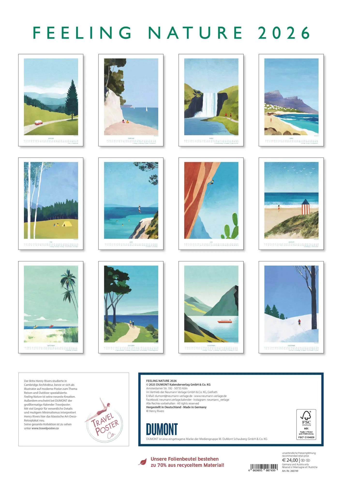 Bild: 4069095007499 | Feeling Nature 2026 - Outdoor-Illustrationen von Henry Rivers -...