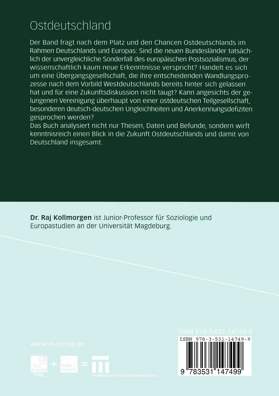 Rückseite: 9783531147499 | Ostdeutschland | Beobachtungen einer Übergangs- und Teilgesellschaft