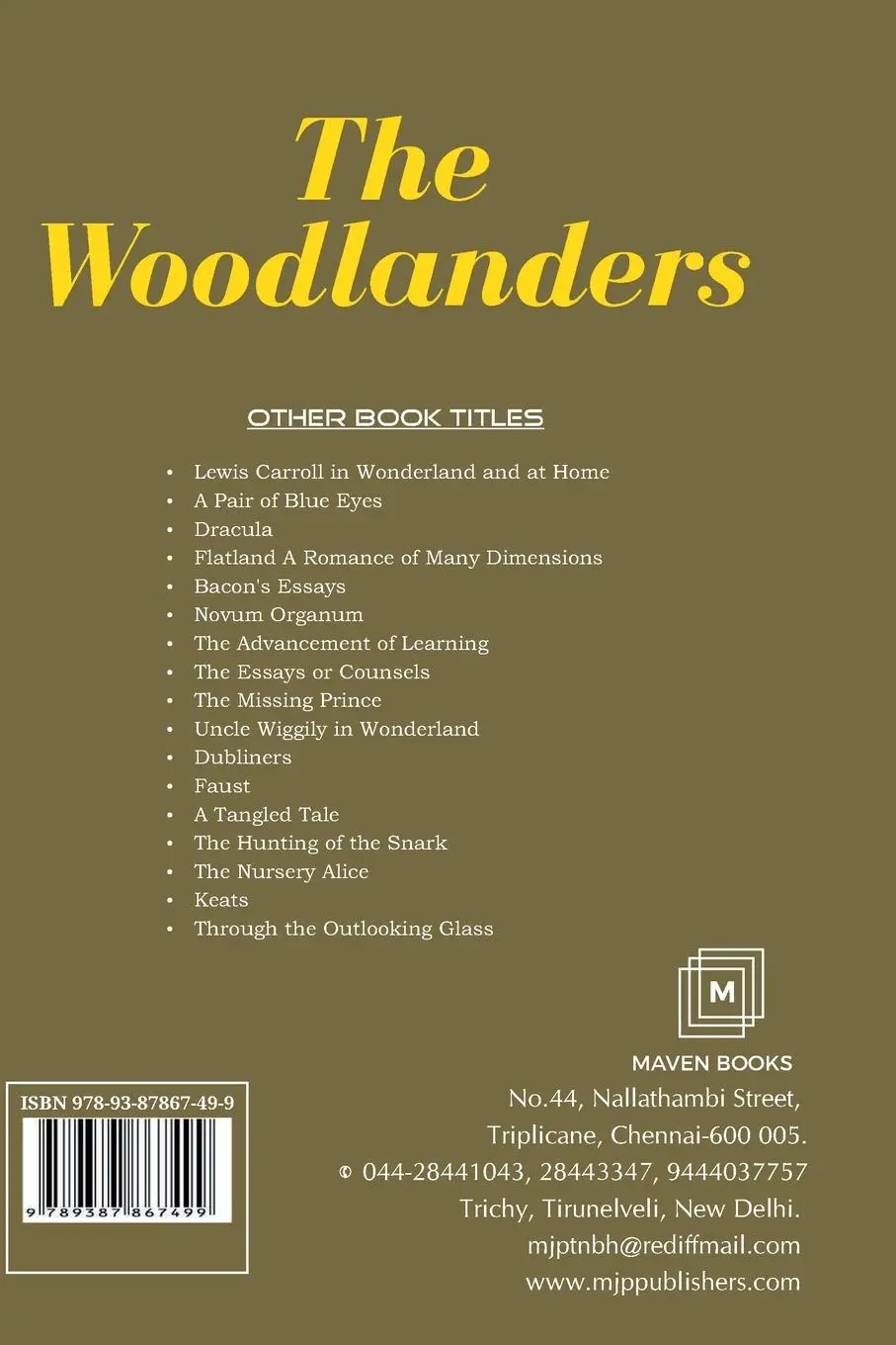 Rückseite: 9789387867499 | THE WOODLANDERS | Thomas Hardy | Taschenbuch | Kartoniert / Broschiert