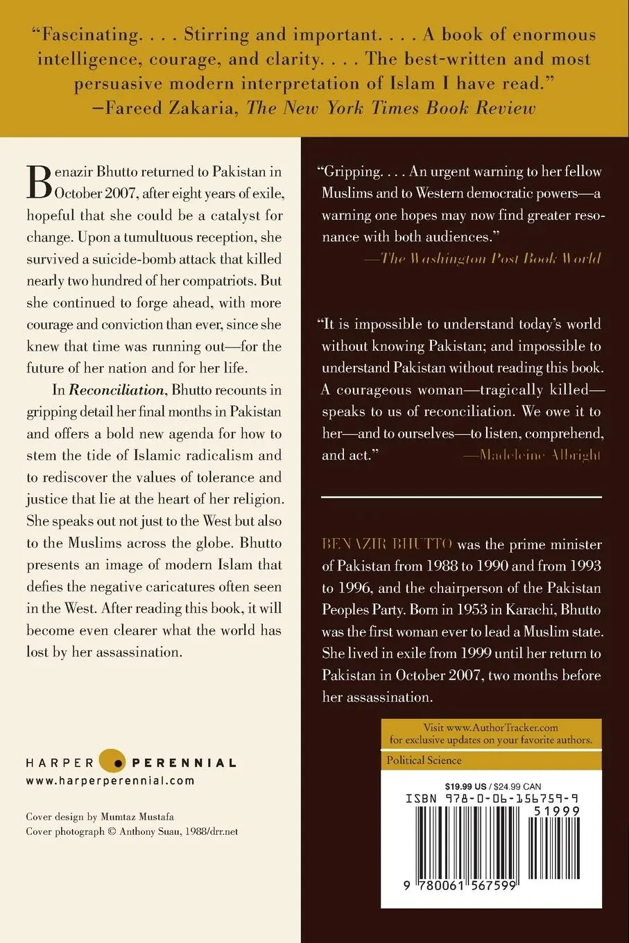 Rückseite: 9780061567599 | Reconciliation | Islam, Democracy, and the West | Benazir Bhutto