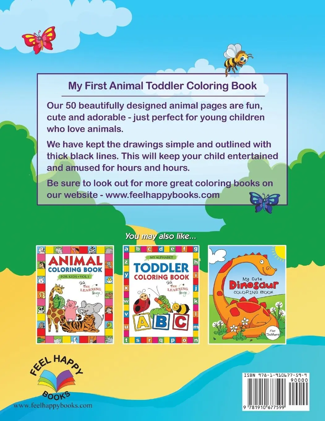 Rückseite: 9781910677599 | My First Animal Toddler Coloring Book | Feel Happy Books | Taschenbuch