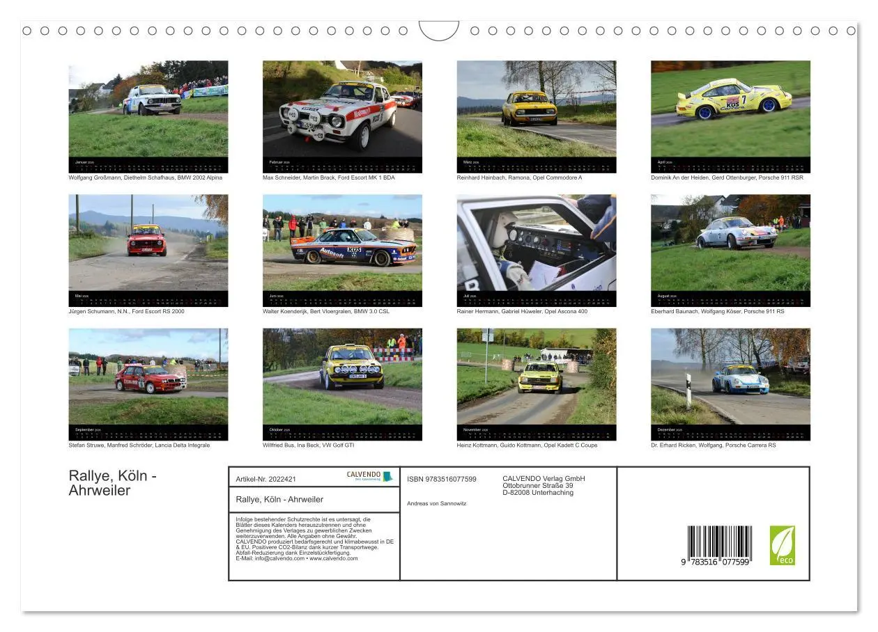 Bild: 9783516077599 | Rallye, Köln - Ahrweiler (Wandkalender 2026 DIN A3 quer), CALVENDO...