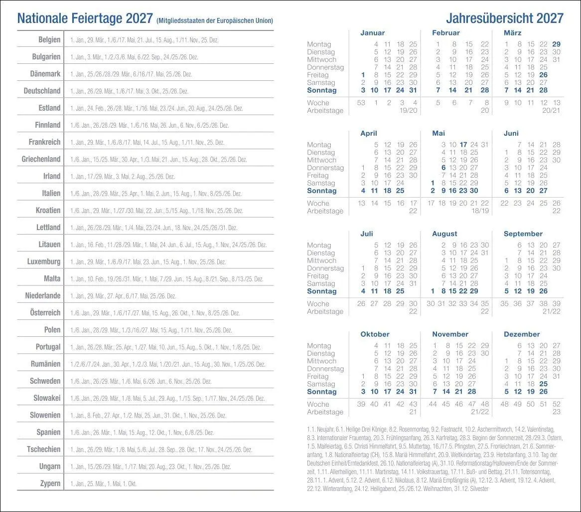 Bild: 9783756417599 | Wochen-Taschenkalender, schwarz 2027 | Heye | Buch | Bürokalender Heye