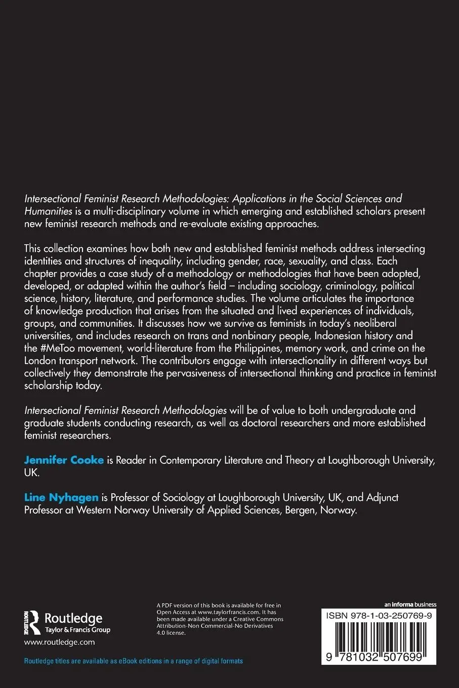 Rückseite: 9781032507699 | Intersectional Feminist Research Methodologies | Cooke (u. a.) | Buch