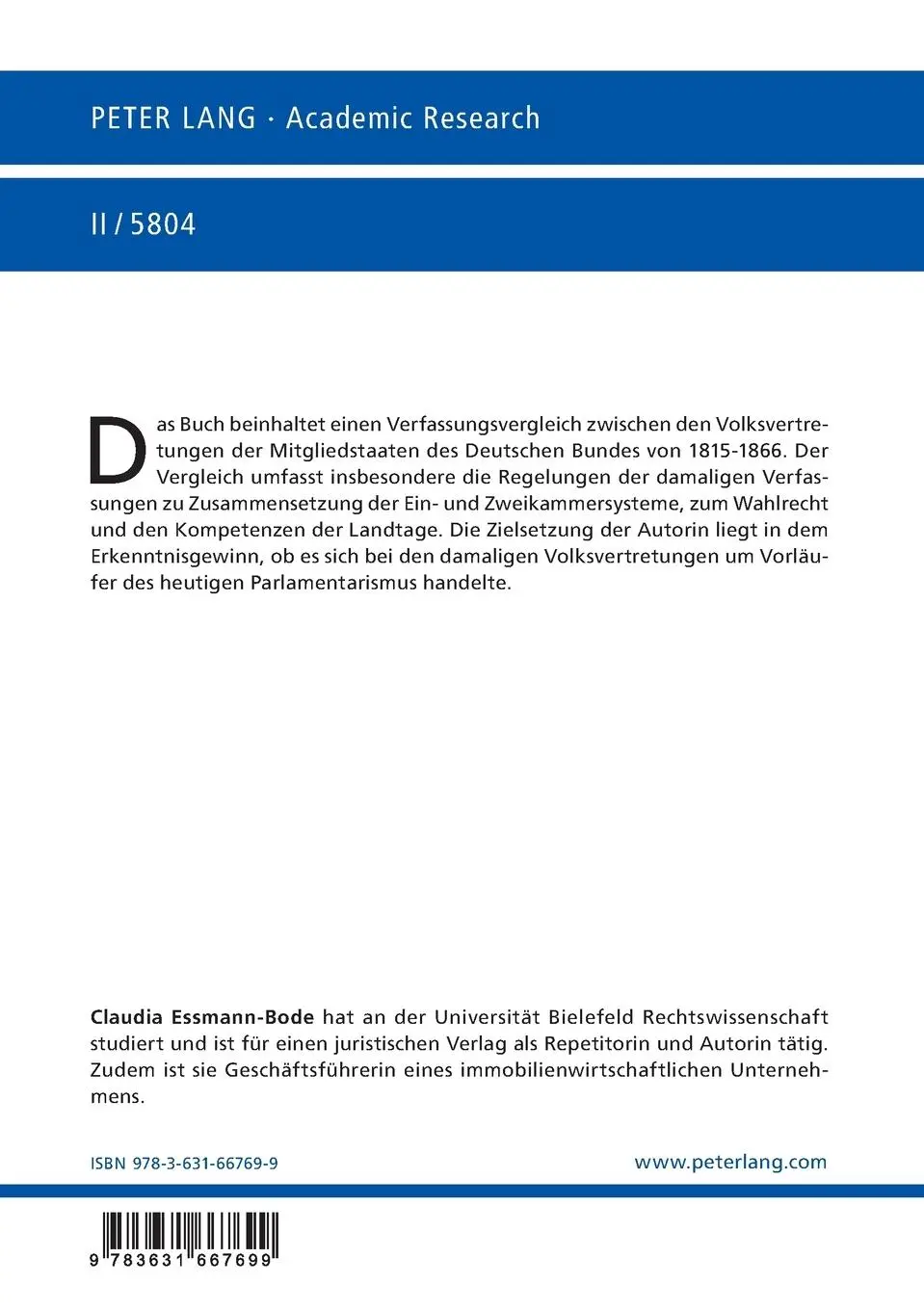 Rückseite: 9783631667699 | Das Ein- und Zweikammersystem im deutschen Konstitutionalismus | Buch