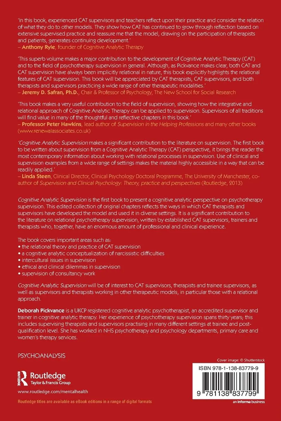 Rückseite: 9781138837799 | Cognitive Analytic Supervision | A relational approach | Pickvance