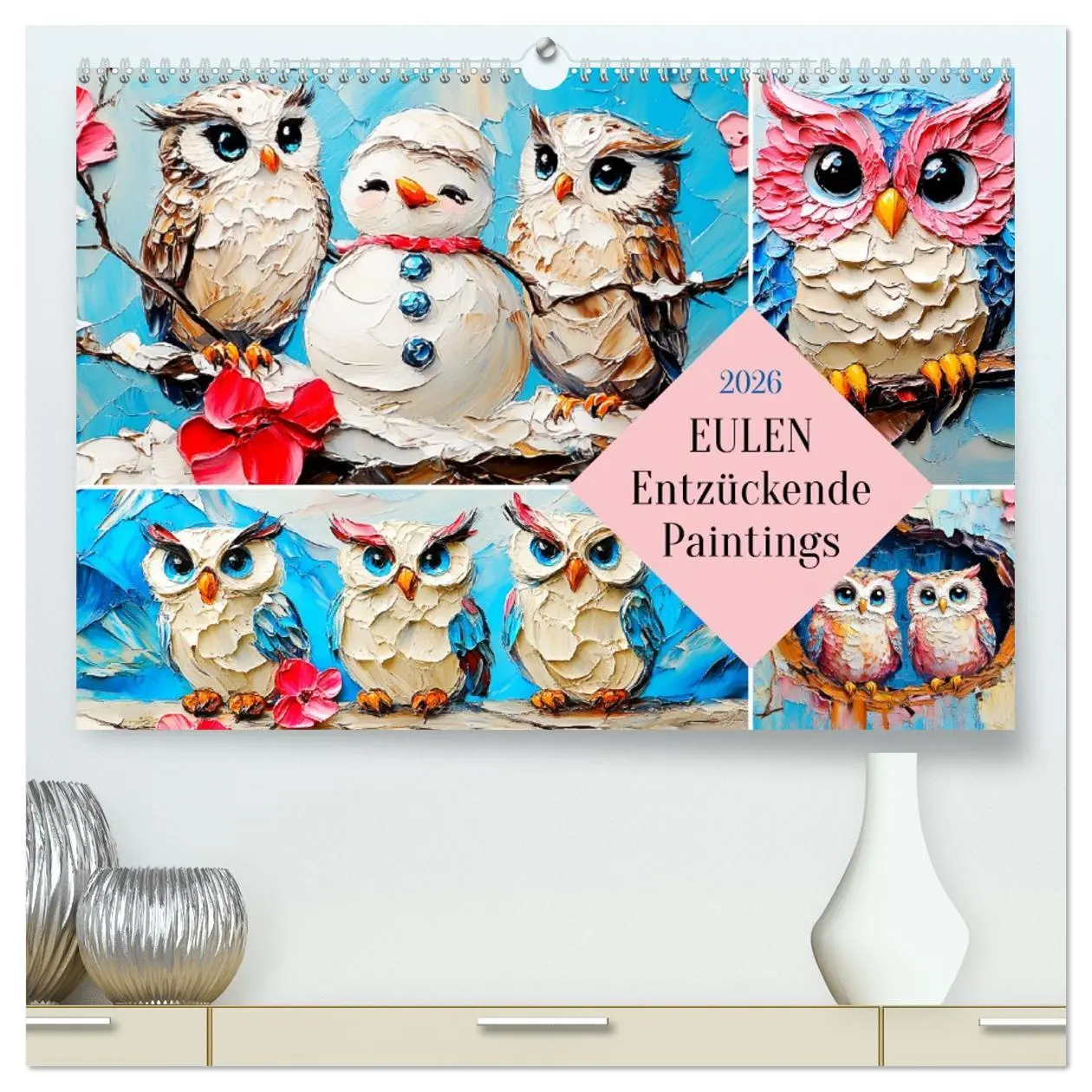 Cover: 9783457347799 | Eulen. Entzückende Paintings (hochwertiger Premium Wandkalender...