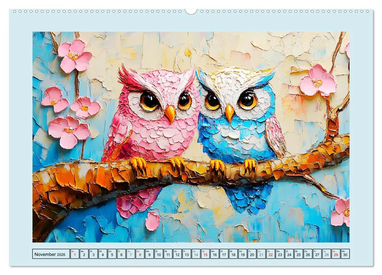 Bild: 9783457347799 | Eulen. Entzückende Paintings (hochwertiger Premium Wandkalender...