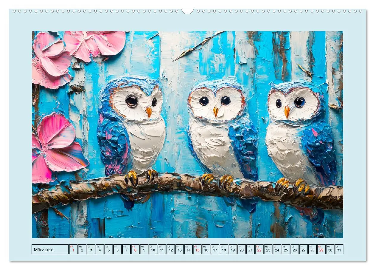 Bild: 9783457347799 | Eulen. Entzückende Paintings (hochwertiger Premium Wandkalender...