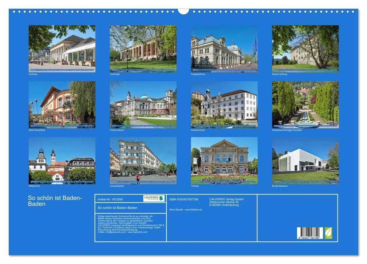 Bild: 9783457587799 | So schön ist Baden-Baden (Wandkalender 2026 DIN A2 quer), CALVENDO...