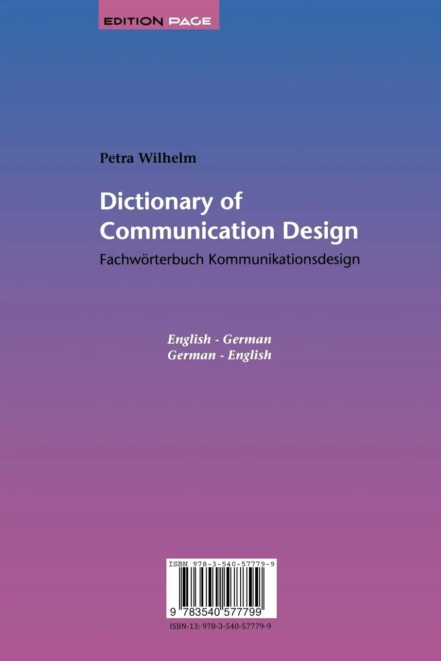 Rückseite: 9783540577799 | Fachwörterbuch Kommunikationsdesign / Dictionary of Communication...