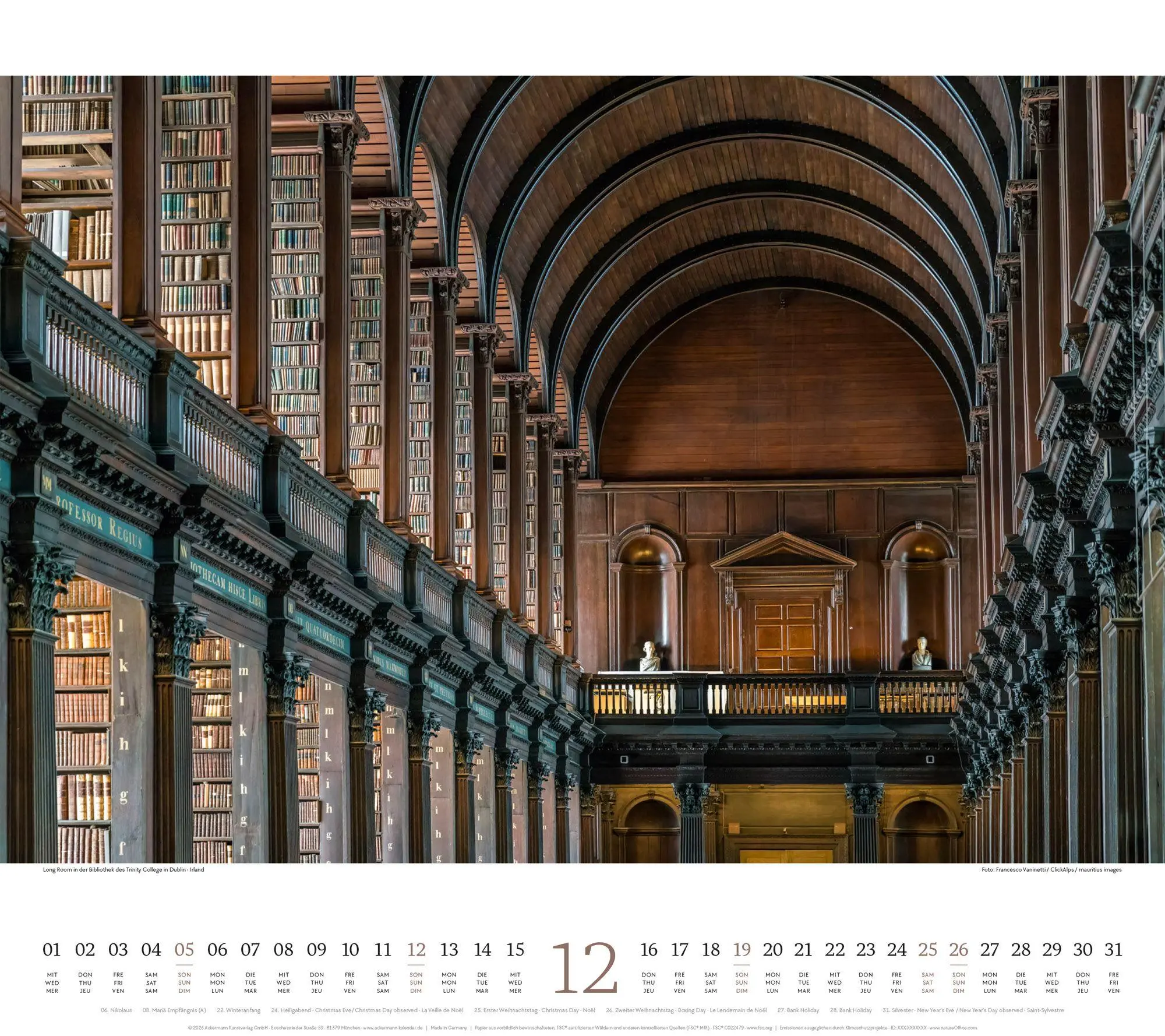 Bild: 9783838427799 | Welt der Bücher Kalender 2027 | Ackermann Kunstverlag GmbH | Kalender