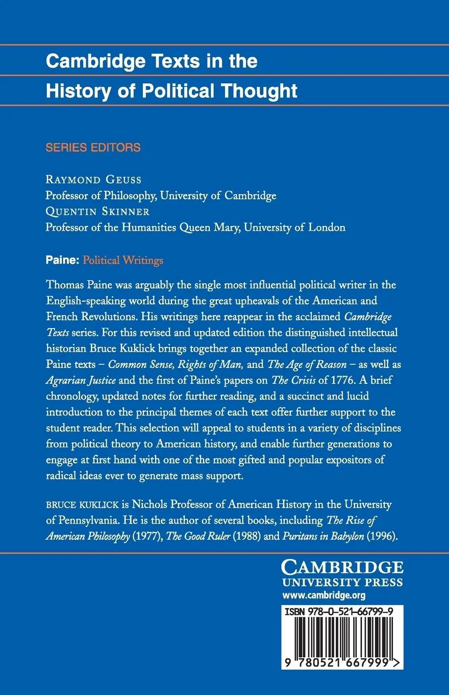 Rückseite: 9780521667999 | Paine | Political Writings | Thomas Paine | Taschenbuch | Englisch