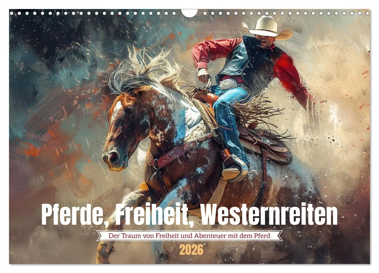 Cover: 9783457257999 | Pferde, Freiheit, Westernreiten (Wandkalender 2026 DIN A3 quer),...
