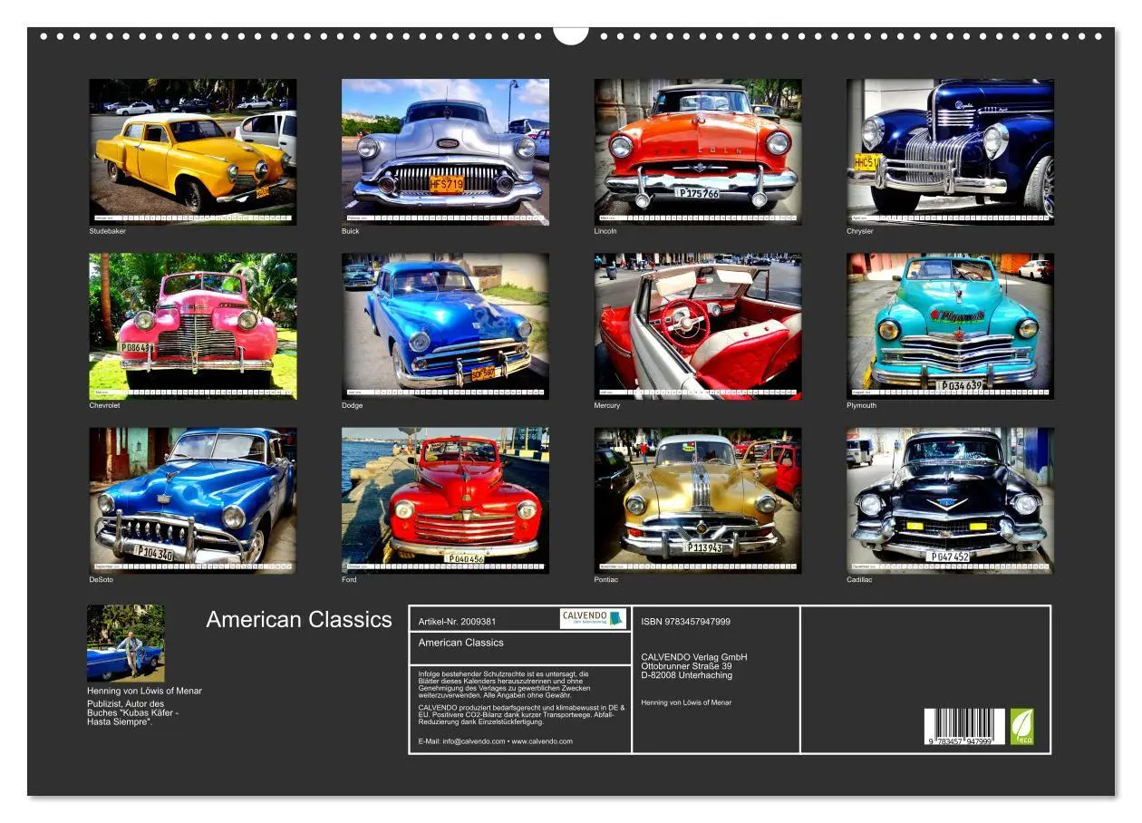 Bild: 9783457947999 | American Classics (Wandkalender 2026 DIN A2 quer), CALVENDO...