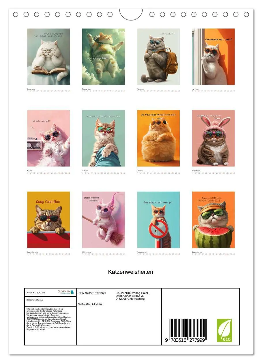 Bild: 9783516277999 | Katzenweisheiten (Wandkalender 2026 DIN A4 hoch), CALVENDO...