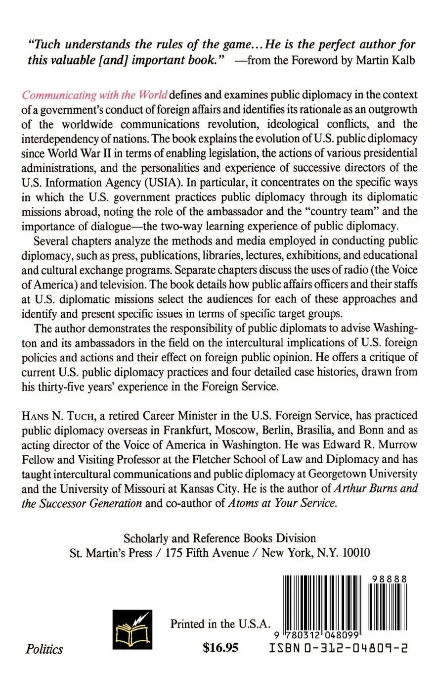 Rückseite: 9780312048099 | Communicating with the World | U. S. Public Diplomacy Overseas | Na Na