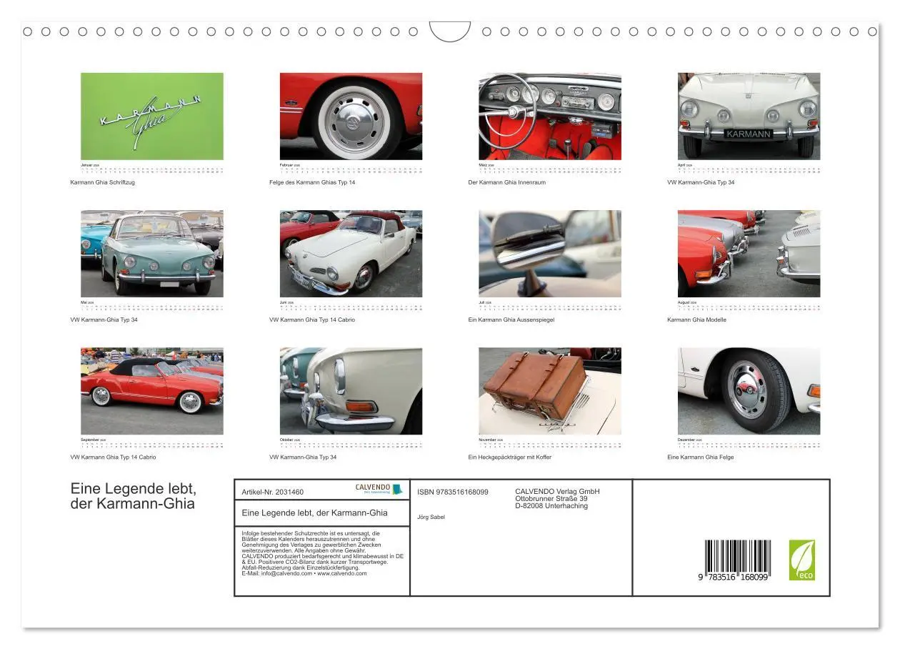 Bild: 9783516168099 | Eine Legende lebt, der Karmann-Ghia (Wandkalender 2026 DIN A3...