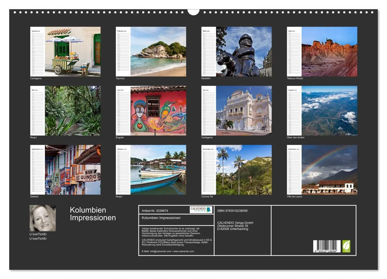 Bild: 9783516238099 | Kolumbien Impressionen (Wandkalender 2026 DIN A2 quer), CALVENDO...