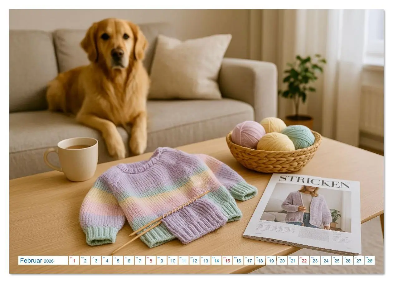 Bild: 9783516618099 | Stricken und Wolle (hochwertiger Premium Wandkalender 2026 DIN A2...