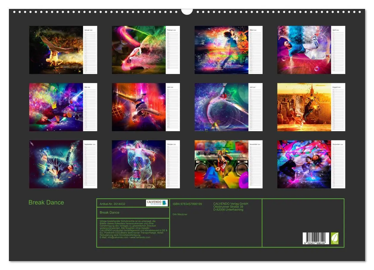 Bild: 9783457998199 | Break Dance (Wandkalender 2026 DIN A2 quer), CALVENDO Monatskalender