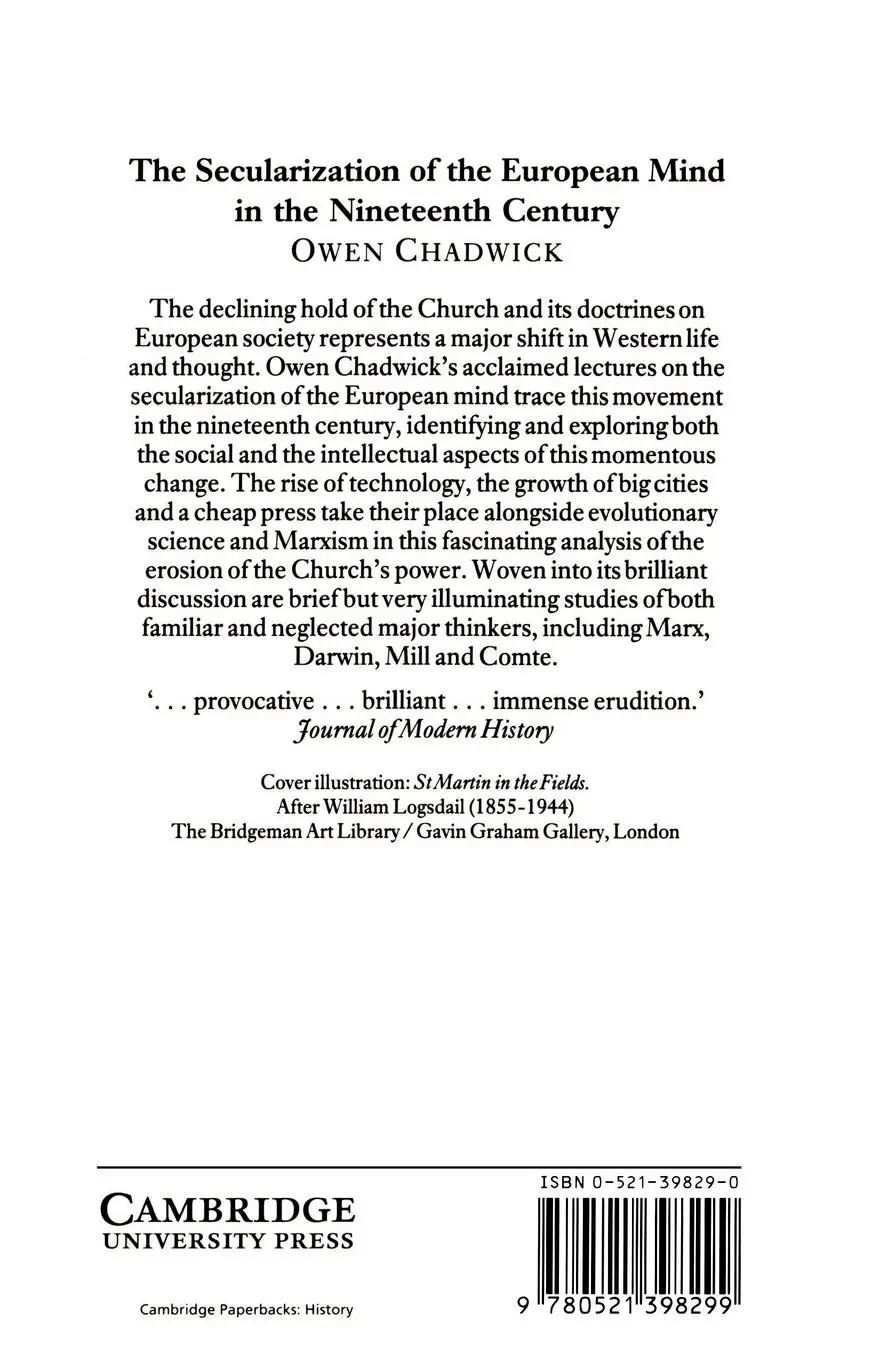 Rückseite: 9780521398299 | The Secularization of the European Mind in the Nineteenth Century