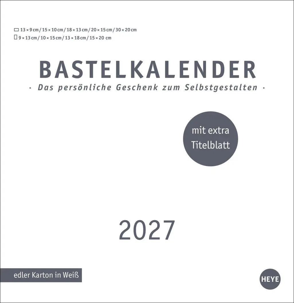 Cover: 9783756418299 | Premium-Bastelkalender weiß groß 2027 | Kalender | Spiralbindung