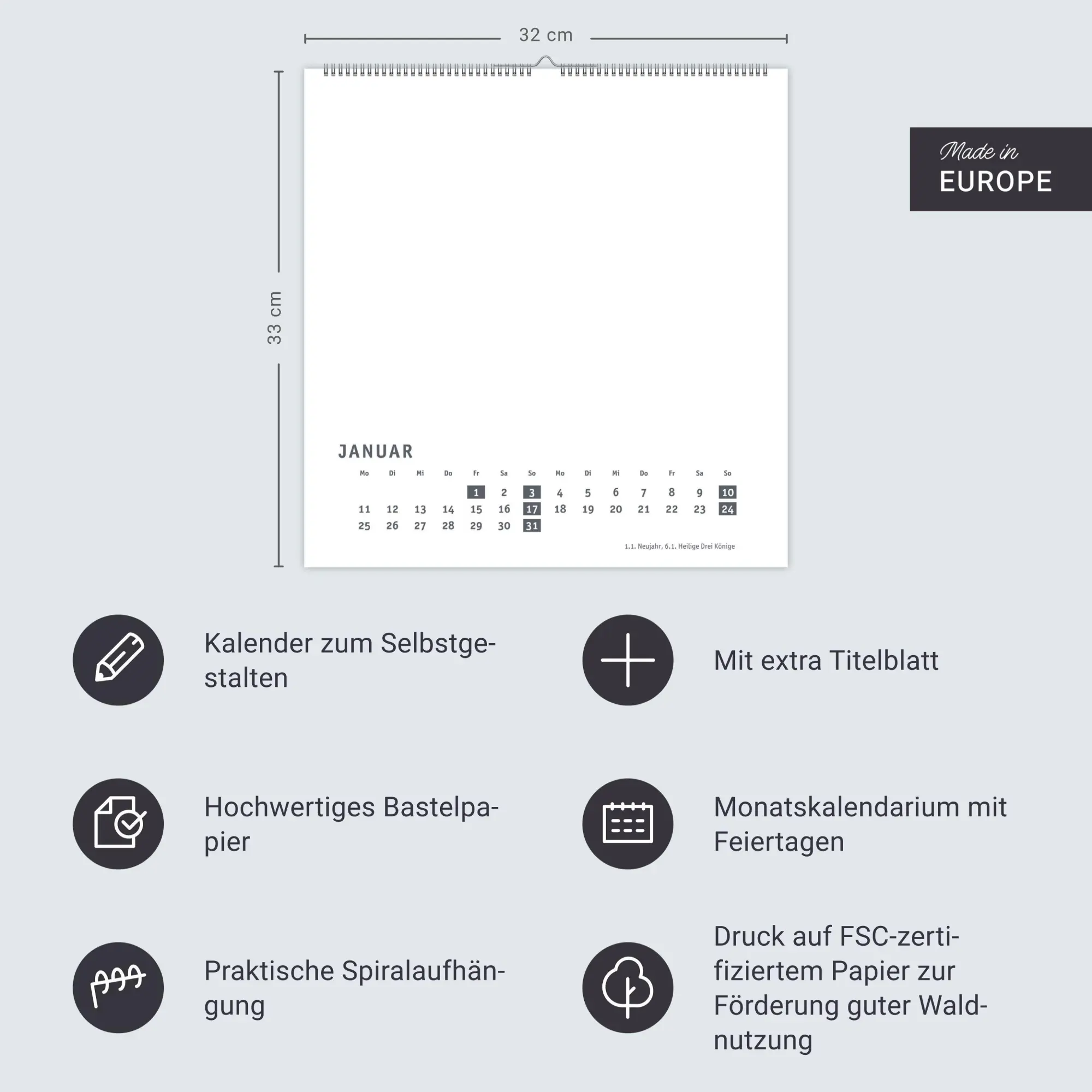 Bild: 9783756418299 | Premium-Bastelkalender weiß groß 2027 | Kalender | Spiralbindung