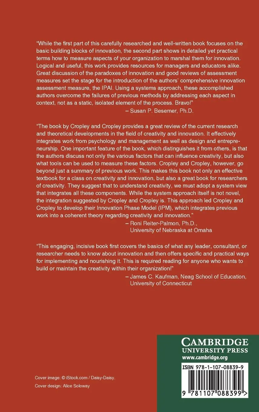 Rückseite: 9781107088399 | The Psychology of Innovation in Organizations | Cropley (u. a.) | Buch