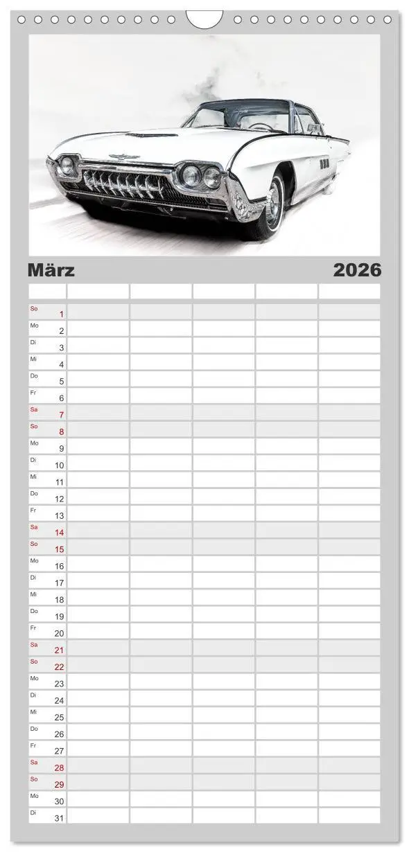 Bild: 9783516518399 | Familienplaner 2026 - American Classic Cars mit 5 Spalten...