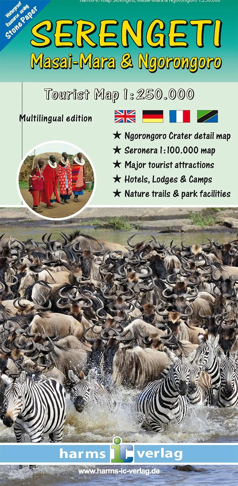 Cover: 9783927468399 | SERENGETI - Masai-Mara &amp; Ngorongoro | Tourist Map 1:250.000 | Harms