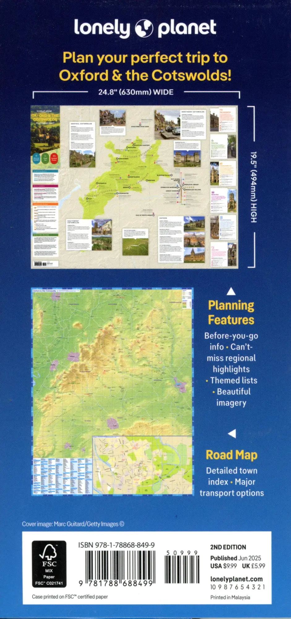 Bild: 9781788688499 | Lonely Planet Oxford &amp; the Cotswolds Planning Map | Lonely Planet