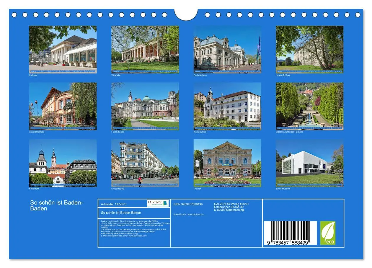 Bild: 9783457588499 | So schön ist Baden-Baden (Wandkalender 2026 DIN A4 quer), CALVENDO...