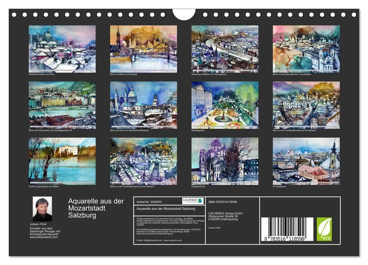 Bild: 9783516118599 | Aquarelle aus der Mozartstadt Salzburg (Wandkalender 2026 DIN A4...