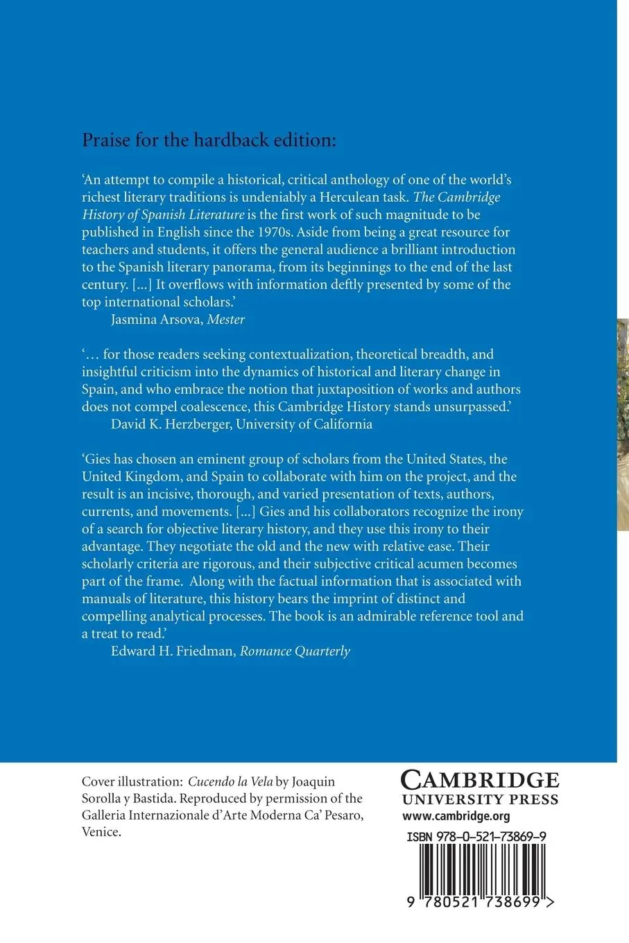 Rückseite: 9780521738699 | The Cambridge History of Spanish Literature | David T. Gies | Buch