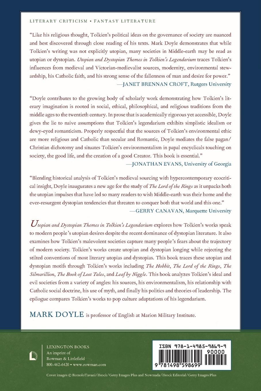 Rückseite: 9781498598699 | Utopian and Dystopian Themes in Tolkien's Legendarium | Mark Doyle