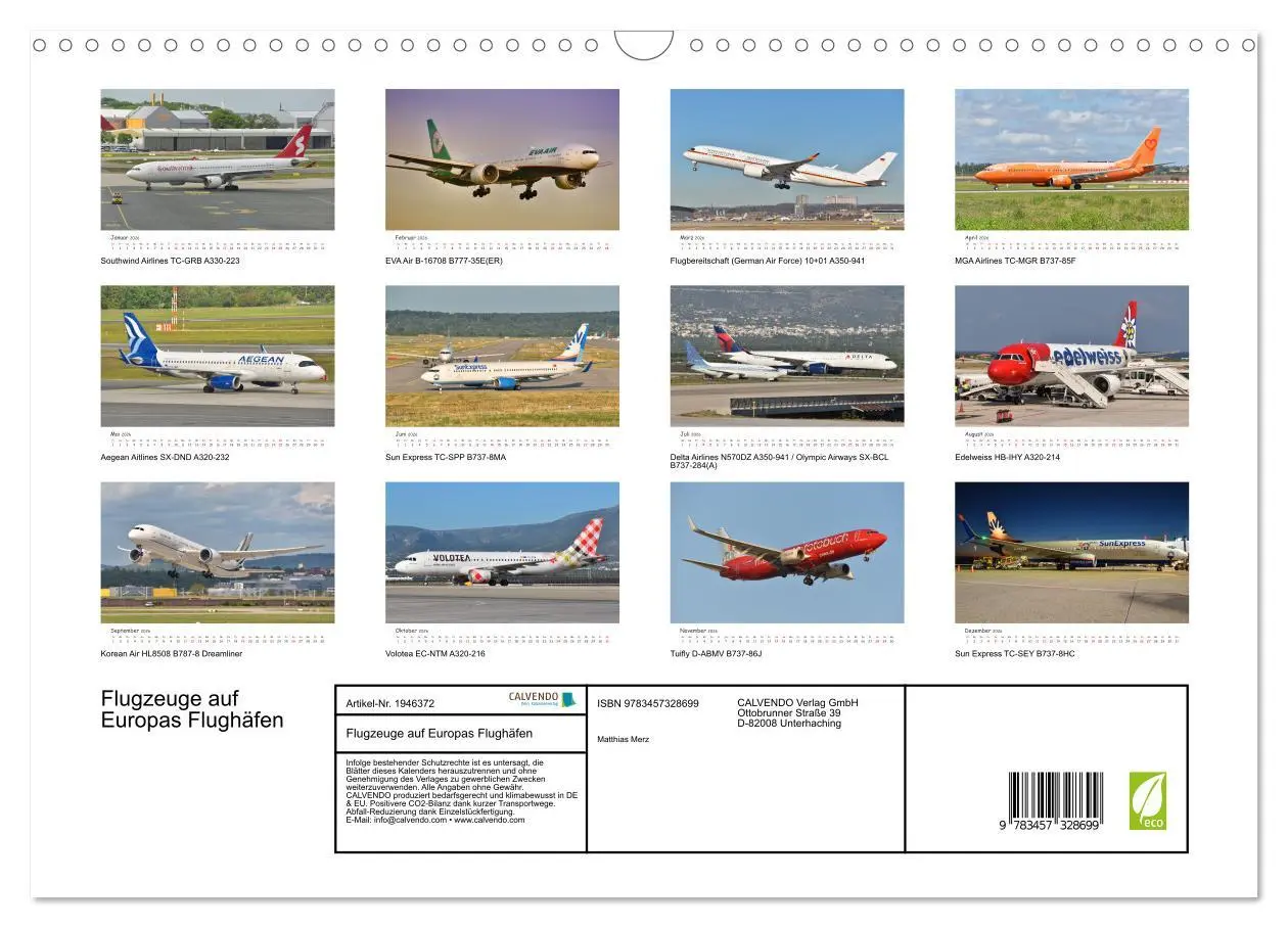 Bild: 9783457328699 | Flugzeuge auf Europas Flughäfen (Wandkalender 2026 DIN A3 quer),...