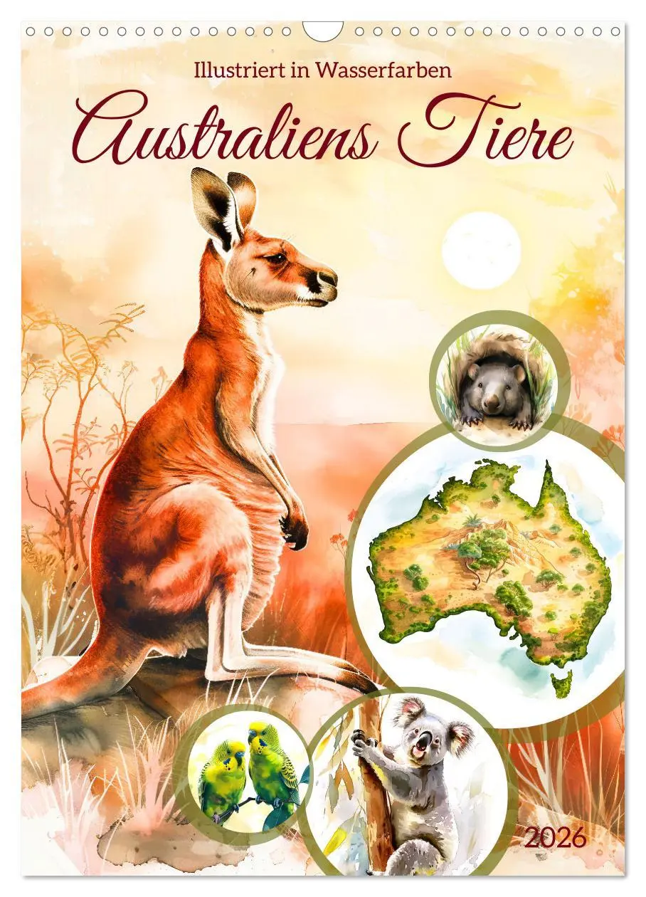 Cover: 9783516278699 | Australiens Tiere - Illustriert in Wasserfarben (Wandkalender 2026...