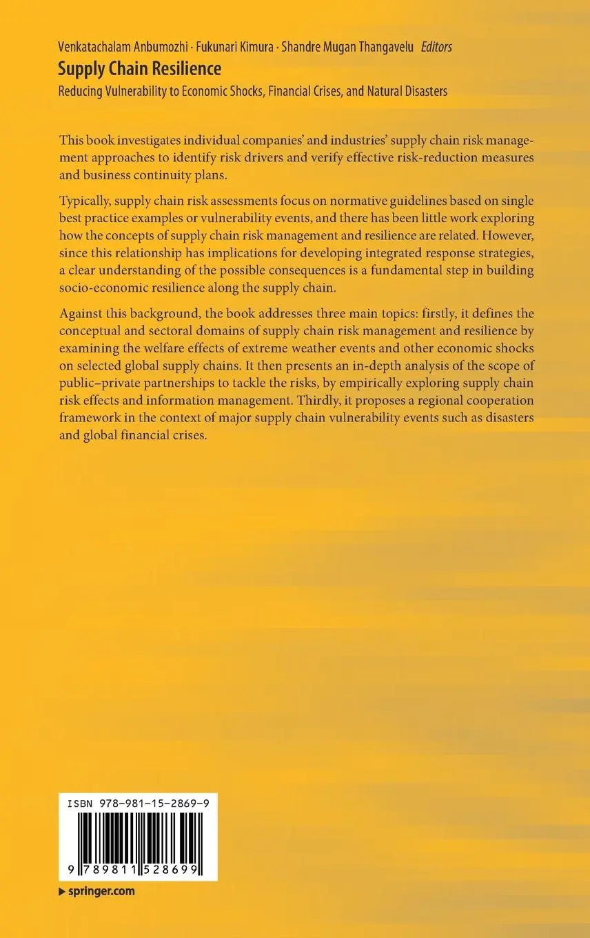 Rückseite: 9789811528699 | Supply Chain Resilience | Venkatachalam Anbumozhi (u. a.) | Buch