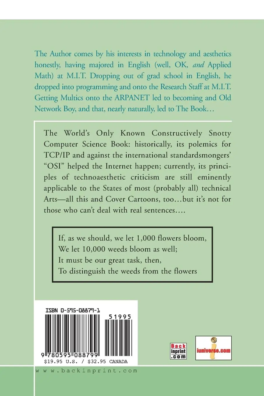 Rückseite: 9780595088799 | The Elements of Networking Style | M. A. Padlipsky | Taschenbuch