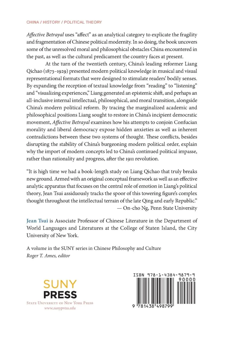 Rückseite: 9781438498799 | Affective Betrayal | Jean Tsui | Taschenbuch | Englisch | 2025