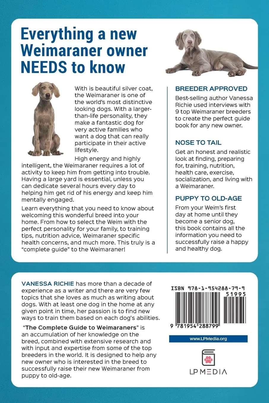 Rückseite: 9781954288799 | The Complete Guide to Weimaraners | Vanessa Richie | Taschenbuch