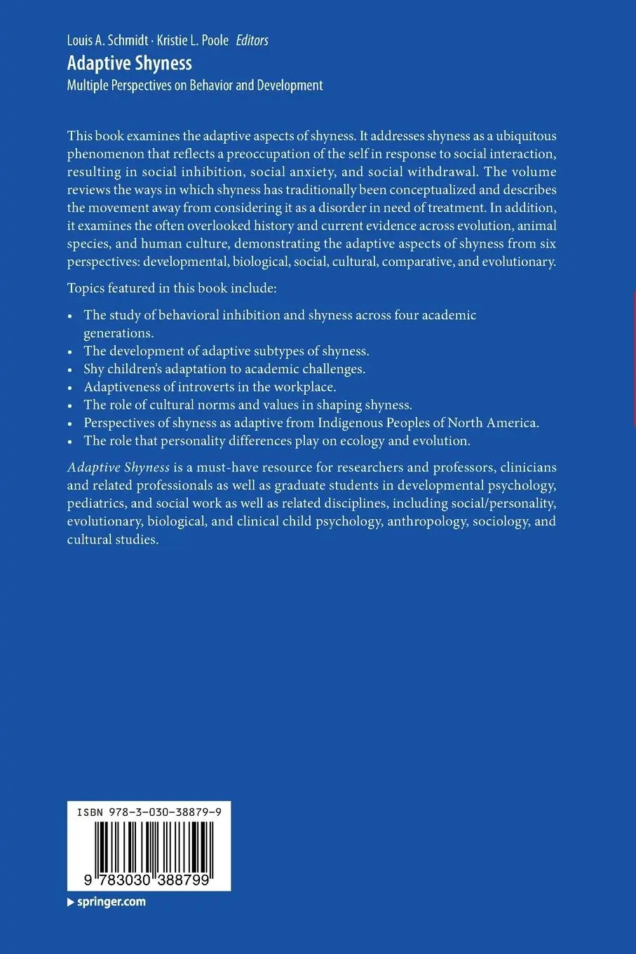 Rückseite: 9783030388799 | Adaptive Shyness | Multiple Perspectives on Behavior and Development