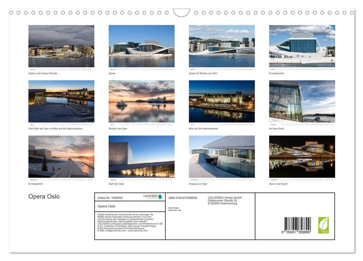 Bild: 9783457858899 | Opera Oslo (Wandkalender 2026 DIN A3 quer), CALVENDO Monatskalender