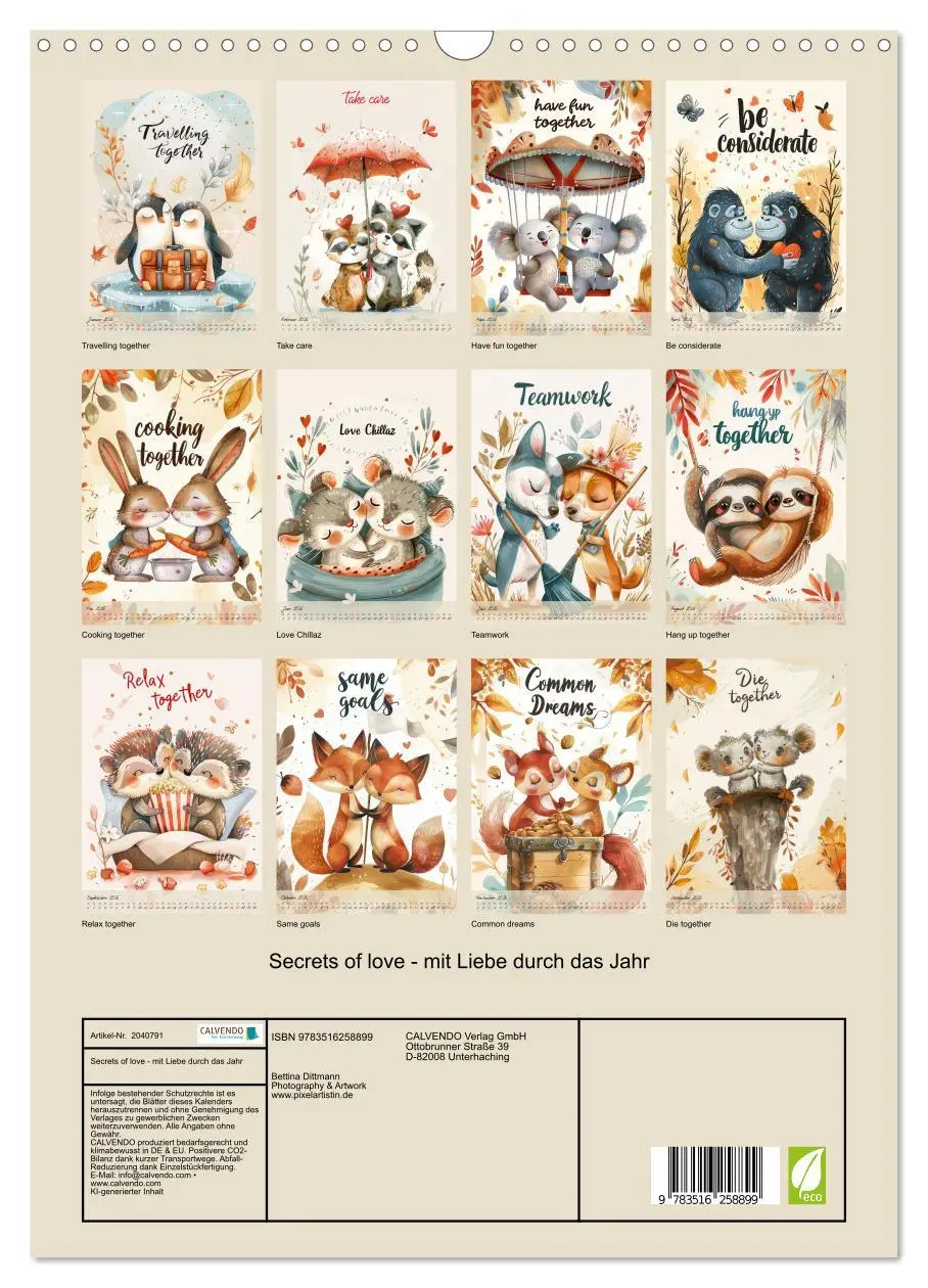 Bild: 9783516258899 | Secrets of love - mit Liebe durch das Jahr (Wandkalender 2026 DIN...