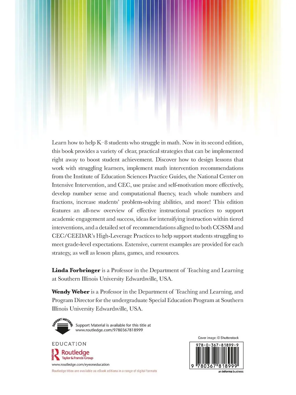 Rückseite: 9780367818999 | RtI in Math | Evidence-Based Interventions | Linda Forbringer (u. a.)